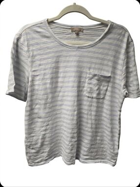 Lilla P Light Blue & White Striped Short-Sleeve Tee Sz. M